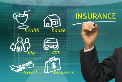 Businessman underline Insurance word with sketching insured category